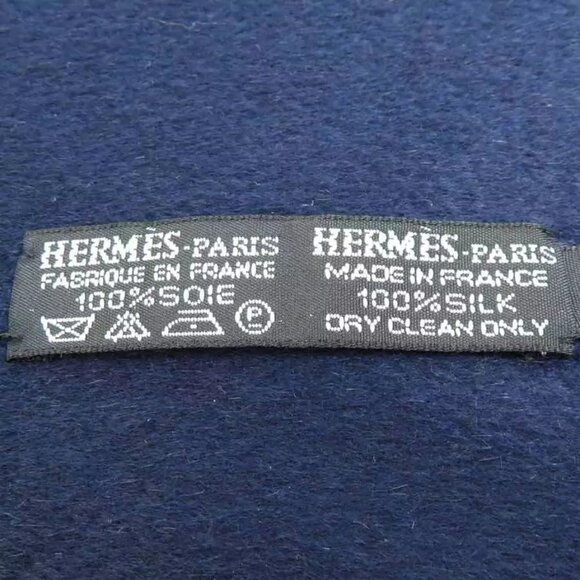 Auth HERMES Scarf Shawl Blue/Navy/Multicolor Silk/Angola - e60079a - Picture 7 of 8